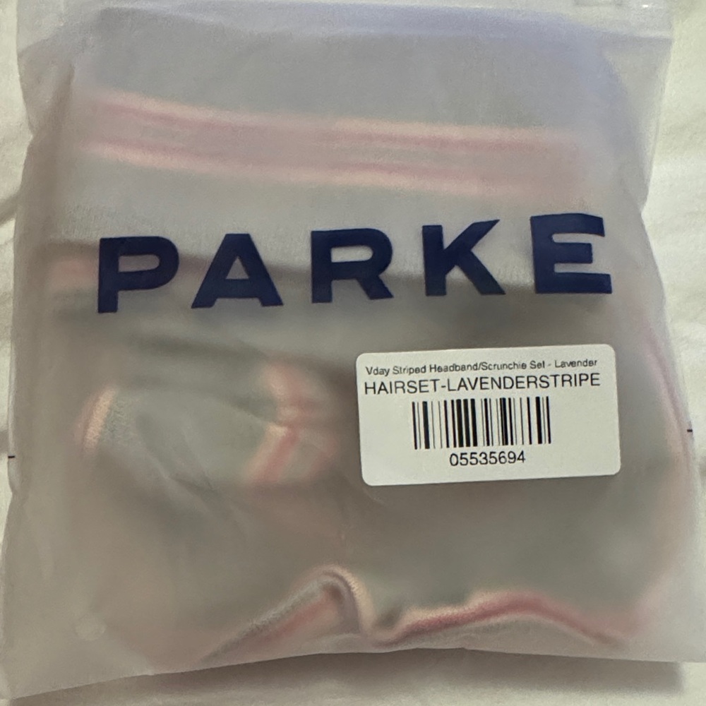 Parke -Darling Stripe- Lavender Striped Headband and Scrunchie Set